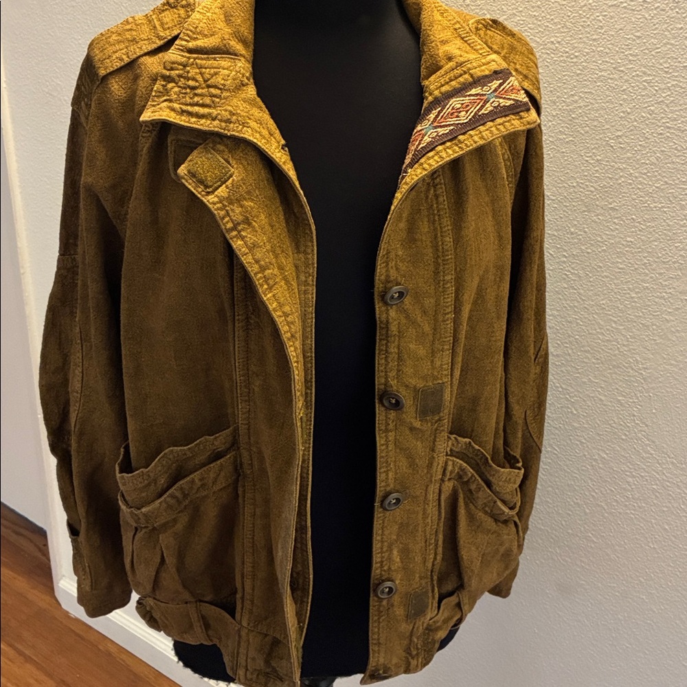 Free People Jayde Mustard Linen Safari Bomber Jacket Small 44” Chest $168 NWOT - Picture 12 of 15